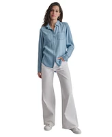 Dkny Jeans Women's Roll-Tab-Sleeve Button-Front Shirt