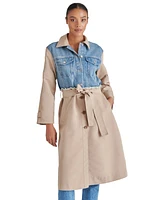 Steve Madden Women's Soraya Mixed Media Trench Coat