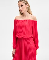 I.n.c. International Concepts Women's Printed Pleated Off-The-Shoulder Maxi Dress, Exclusively at Macy's