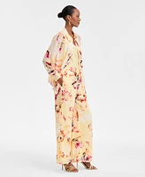 I.n.c. International Concepts Women's Floral Crinkle-Chiffon Wide-Leg Pants, Exclusively at Macy's