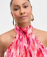 I.n.c. International Concepts Women's Printed Pleated Chiffon Halter Top, Exclusively at Macy's