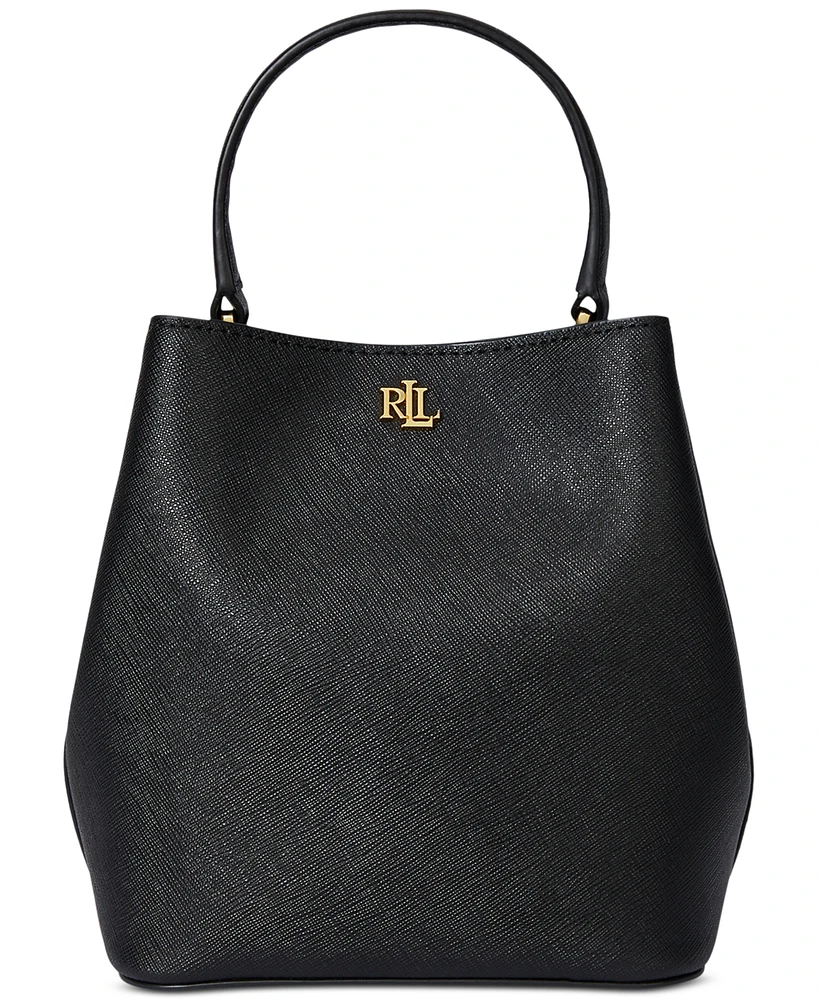 Lauren Ralph Crosshatch Leather Mini Reese Bucket Bag