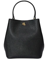 Lauren Ralph Crosshatch Leather Mini Reese Bucket Bag