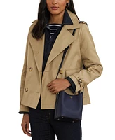 Lauren Ralph Crosshatch Leather Mini Reese Bucket Bag