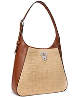 Lauren Ralph Lauren Raffia Medium Tanner Shoulder Bag