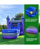 Xjump Purplish Castle Commercial Grade Bounce House Water Slide with Splash Pool for Kids and Adults (with Blower), 15oz Pvc Vinyl, Basketball Hoop, W