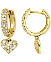 Giani Bernini Cubic Zirconia Heart Charm Hoop Earrings (1-1/20 ct. t.w.), Exclusively at Macy's