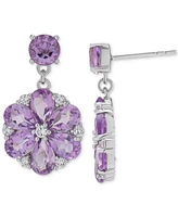 Amethyst (5 ct. t.w.) & Cubic Zirconia Flower Drop Earrings in Sterling Silver