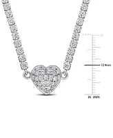 Macy's Moissanite Heart Pendant 17" Necklace (10-5/8 ct. t.w.) in Sterling Silver