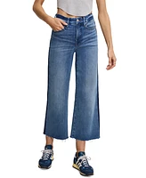 Good American Women's Soft-Tech Waist Palazzo Cropped Jeans