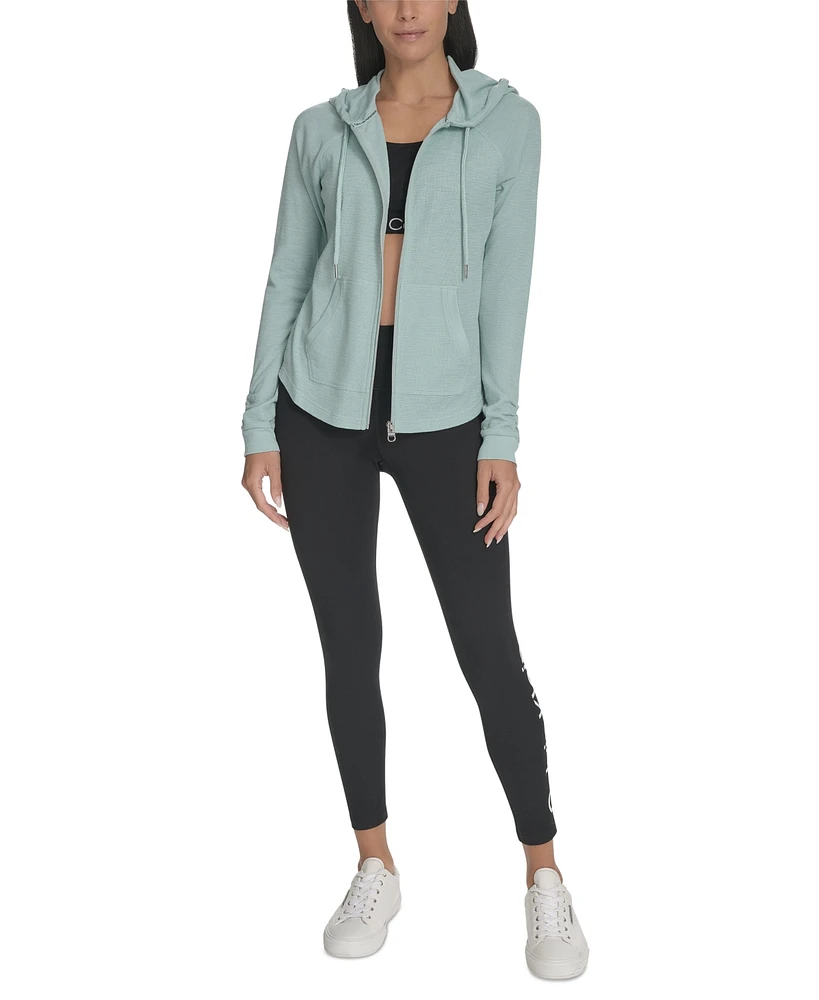Calvin Klein Performance Ruched-Sleeve Zip Hoodie