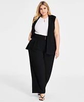 Bar Iii Trendy Plus Peak-Lapel Open-Front Long Vest, Exclusively at Macy's