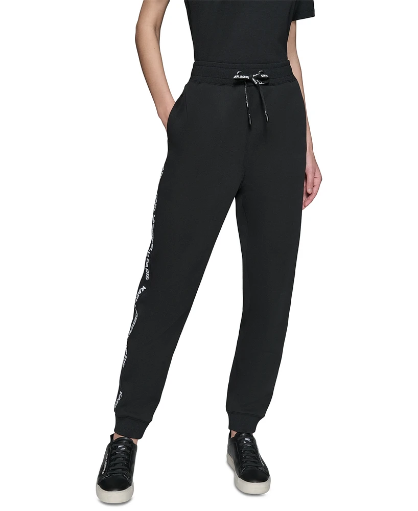Karl Lagerfeld Paris Women's Scuba Logo-Tape Joggers