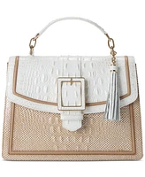 Brahmin Hallie Sea Salt White Colada Leather Satchel