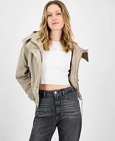 Guess Women's Nora Cropped Hooded Utility Jacket