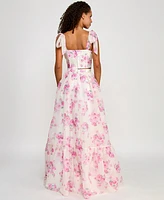 B Darlin Juniors' Floral Print Two-Piece Ball Gown