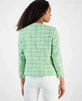 Kasper Women's Tweed Collarless Open-Front Jacket, Regular & Petite Sizes