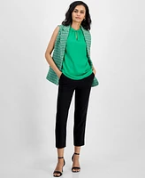 Kasper Women's Tweed Open-Front Notch-Collar Vest
