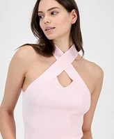 Guess Women's Halter Ribbed Knit Sleeveless Sweater