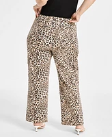 Bar Iii Trendy Plus High-Rise Cheetah-Print Jeans, Exclusively at Macy's