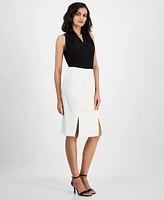 Kasper Women's Stretch Crepe Paneled Pencil Skirt