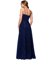 Xscape Women's Sequined Plunge-Neck Sleeveless Gown