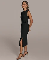 Donna Karan New York Women's Jewel-Neck Front-Slit Sheath Dress