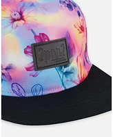 Deux par Deux Baby Girls Printed Cap Butterflies On Multicolored And Black Background