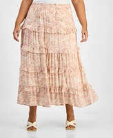 And Now This Trendy Plus Tiered Floral Maxi Skirt, Exclusively at Macy's