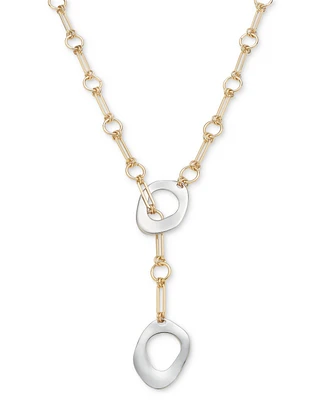 I.n.c. International Concepts Two-Tone Sculptural Ring 29-3/4" Adjustable Lariat Necklace, Exclusively at Macy's