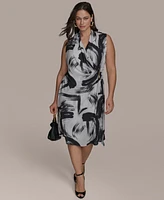 Donna Karan New York Plus Faux-Wrap Hardware Dress