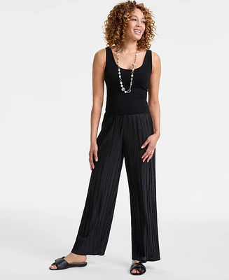 Jm Collection Women's Pleated Wide-Leg Pull-On Pants, Exclusively at Macy's