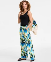 Jm Collection Women's Printed Satin Pull-On Pants, Exclusively at Macy's