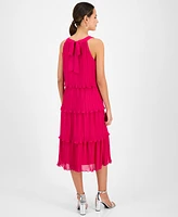 Robbie Bee Women's Round-Neck Sleeveless Tiered Dress