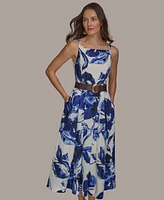 Donna Karan New York Women's Belted Midi A-Line Dress