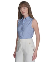 Tommy Hilfiger Women's Striped Sleeveless Button-Up Blouse