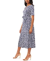 Msk Petite Printed Ring Short-Sleeve Midi Dress