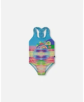 Deux par Girls Printed One-Piece Swimsuit Multicolored