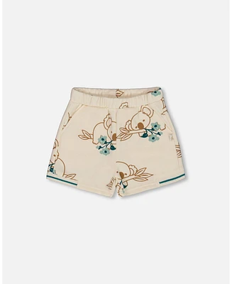 Deux par Big Girls Printed French Terry Short Off-White And Koala