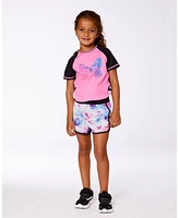 Deux par Girl Printed Athletic Short Pink, Blue And Butterflies - Toddler|Child