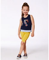 Deux par Big Girls Organic Cotton Tank Top Navy Blue And Toucan