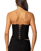 Edikted Womens Arlette Grommet Strapless Corset