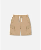 Deux par Big Boys Parachute Cargo Pocket Shorts Light Beige