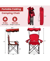 Portable Folding Beach Canopy Chair with Cup Holders