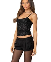 Edikted Womens Celene Sequin Tank Top