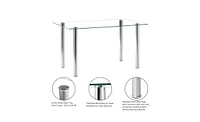Simple Assembly Glass and Iron Dining Table – Sleek, Modern, and Functional