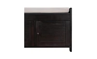 Storage Bench with 3 Shutter-shaped Doors, Shoe Bench with Removable Cushion and Hidden Storage Space