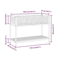 Garden Planter with Shelf 43.3"x17.7"x31.5" Solid Wood Acacia and Steel