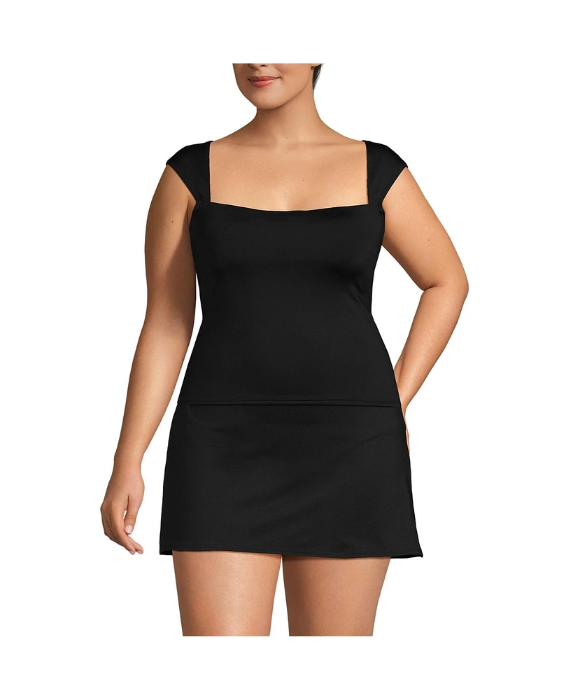 Lands' End Women's Plus Dd-Cup Square Neck Underwire Tankini Top