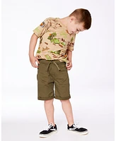 Deux par Toddler Boys Stretch Twill Short Dark Olive Green - Toddler|Child